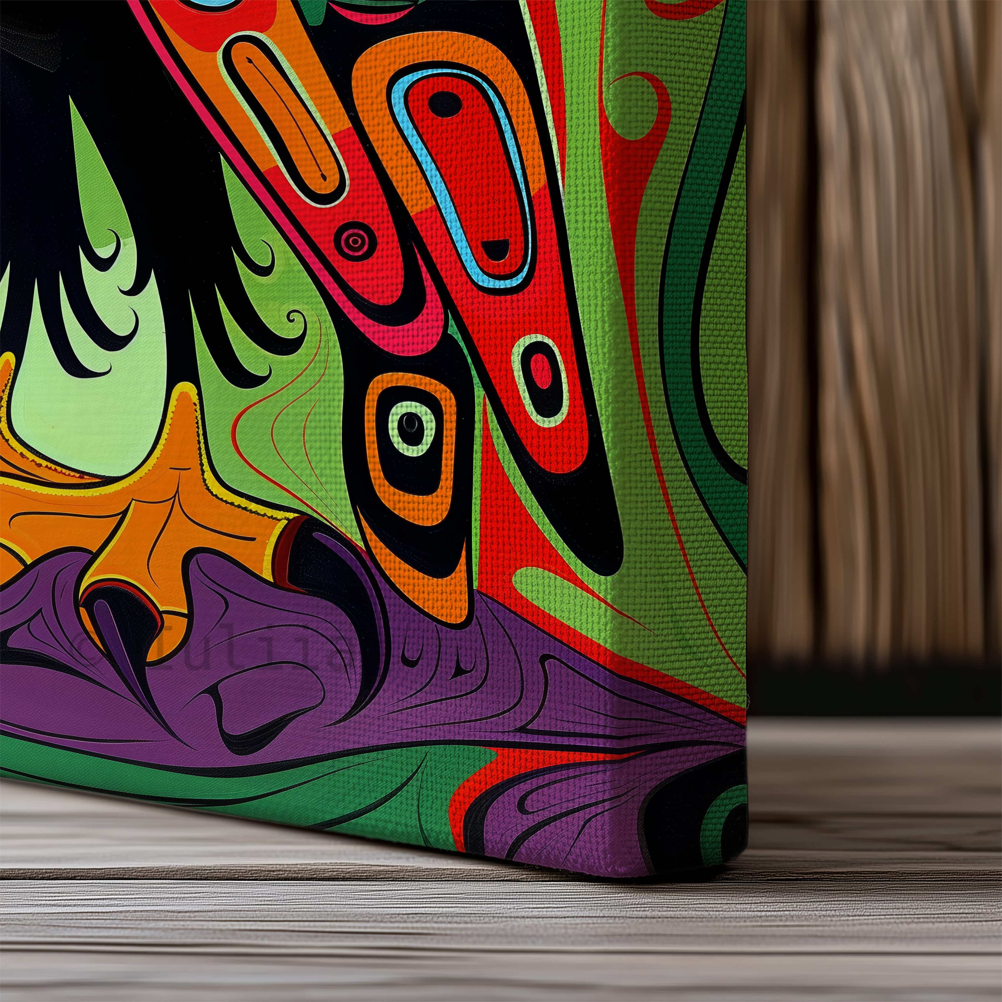 Colorful Canadian Aboriginal Art on Extra Large Canvas, Eagle Painting for Home Decor, Unique Native Gift - photo #6