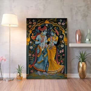 Radha Krishna Print on Canvas, Vibrant Hindu Wall Art for Indian Folk Inspired Home Decor, Perfect Gift for Housewarming - photo #6