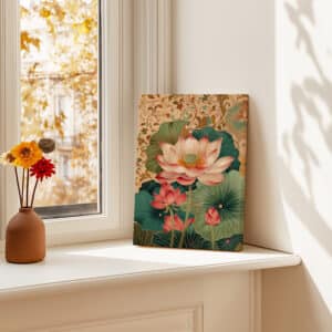 Gentle Pink Lotus Indian Canvas, Beautiful Wall Art Print Inspired by Mughal and Pichwai Art for Elegant Home Decor, Wedding or Housewarming Gift - photo #6