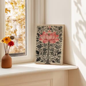 Gentle Lotus Canvas Inspired by Indian Art, Exquisite Floral Madhubani & Pichwai Style Wall Artwork for Home Decor, Thoughtful Gift - photo #5