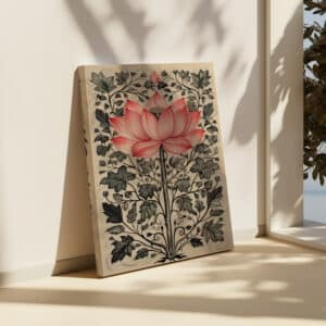 Gentle Lotus Canvas Inspired by Indian Art, Exquisite Floral Madhubani & Pichwai Style Wall Artwork for Home Decor, Thoughtful Gift - photo #7