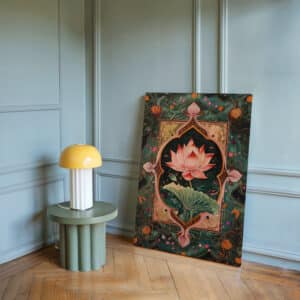 Lotus in Style of Mughal Indian Art Print on Canvas, Exquisite Indian Wall Decor for Cultural Aesthetics, Ideal Gift for Any Occasion - photo #4