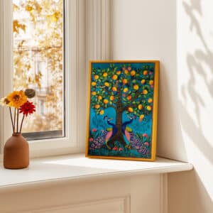 Two Peacocks Under Mango Tree Print Canvas, Colorful Pichwai and Indian Style Wall Art for Vibrant Indian Decor, Perfect Housewarming Gift - photo #6