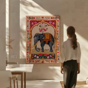 Vibrant Pink Elephant Canvas Print, Colorful Indian Folk Art and Madhubani Style Wall Decor for Home, Unique Gift for Art Lovers - photo #3