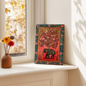 Vibrant Pink Elephant Canvas Print, Colorful Madhubani & Indian Folk Art Style Wall Decor for Living Room, Unique Gift for Art Lovers - photo #7