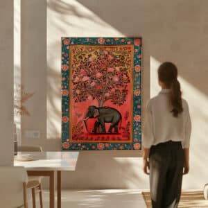 Vibrant Pink Elephant Canvas Print, Colorful Madhubani & Indian Folk Art Style Wall Decor for Living Room, Unique Gift for Art Lovers - photo #2