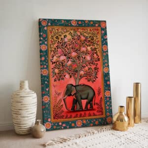 Vibrant Pink Elephant Canvas Print, Colorful Madhubani & Indian Folk Art Style Wall Decor for Living Room, Unique Gift for Art Lovers - photo #3