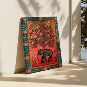 Vibrant Pink Elephant Canvas Print, Colorful Madhubani & Indian Folk Art Style Wall Decor for Living Room, Unique Gift for Art Lovers - photo #5