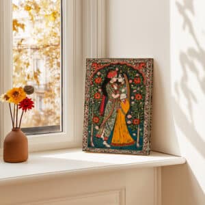 Indian Radha Krishna Canvas Wall Art, Traditional Hindu & Madhubani Painting Style Print, Perfect for Home Decor, Wedding or Spiritual Gifts - photo #5