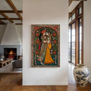 Indian Radha Krishna Canvas Wall Art, Traditional Hindu & Madhubani Painting Style Print, Perfect for Home Decor, Wedding or Spiritual Gifts - photo #7