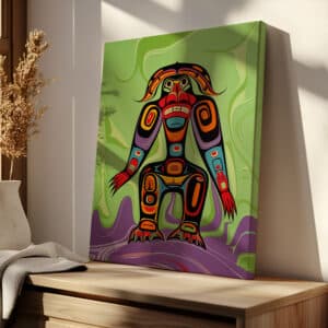 Abstract Canadian Indigenous-Inspired Canvas, Vibrant Aboriginal Artwork Style Print for Unique Home Décor, Perfect Gallery Wall Cultural Gift - photo #6