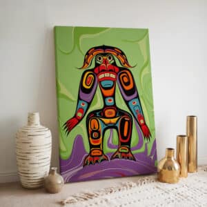 Abstract Canadian Indigenous-Inspired Canvas, Vibrant Aboriginal Artwork Style Print for Unique Home Décor, Perfect Gallery Wall Cultural Gift - photo #5