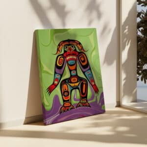 Abstract Canadian Indigenous-Inspired Canvas, Vibrant Aboriginal Artwork Style Print for Unique Home Décor, Perfect Gallery Wall Cultural Gift - photo #11