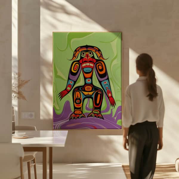 Abstract Canadian Indigenous-Inspired Canvas, Vibrant Aboriginal Artwork Style Print for Unique Home Décor, Perfect Gallery Wall Cultural Gift
