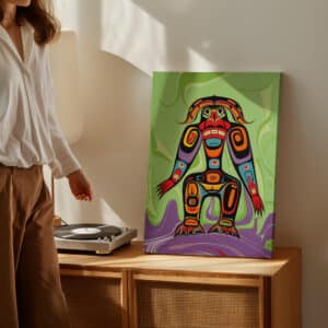 Abstract Canadian Indigenous-Inspired Canvas, Vibrant Aboriginal Artwork Style Print for Unique Home Décor, Perfect Gallery Wall Cultural Gift - photo #9