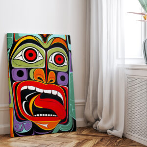 Colorful Abstract Portrait Print on Canvas Inspired by Aboriginal Art, Vibrant Indigenous Style Wall Art for Home Decor, Unique Housewarming Gift - photo #13