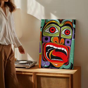 Colorful Abstract Portrait Print on Canvas Inspired by Aboriginal Art, Vibrant Indigenous Style Wall Art for Home Decor, Unique Housewarming Gift - photo #11