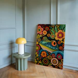 Bold Floral Frog Canvas in Style of Canadian Indigenous Art, Colorful Maximalist & Aboriginal Themed Wall Decor for Home or Housewarming Gift - photo #1