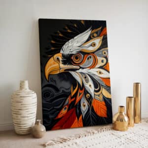 Bold Eagle Canadian Indigenous Inspired Wall Art, Vibrant Contemporary Design Print, Ideal Gift for Housewarming and Native Art Enthusiasts