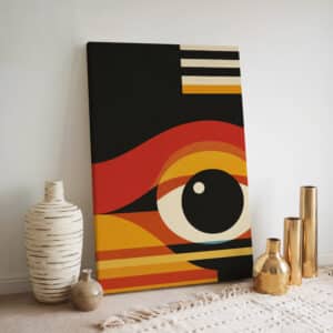 Geometric Watching Eye Bauhaus-Inspired Canvas, Colorful Abstract Art Print, Modern Wall Décor for Contemporary Home, Housewarming Gift
