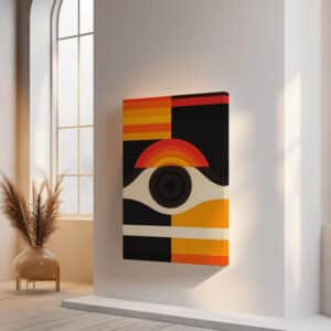 Bold Abstract Watching Eye Print on Canvas, Geometric MCM Mid Century Wall Decor for Contemporary and Retro Spaces, Colorful Art Lover Gift