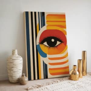Mid Century Modern Eye Print on Canvas Inspired by Bauhaus Art, Abstract Geometric Art for Retro Wall Decor, Unique Art Gift for Any Occasion - photo #2