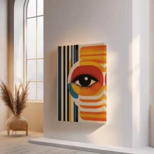 Mid Century Modern Eye Print on Canvas Inspired by Bauhaus Art, Abstract Geometric Art for Retro Wall Decor, Unique Art Gift for Any Occasion - photo #1