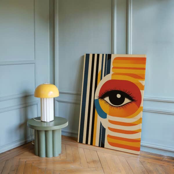 Mid Century Modern Eye Print on Canvas Inspired by Bauhaus Art, Abstract Geometric Art for Retro Wall Decor, Unique Art Gift for Any Occasion
