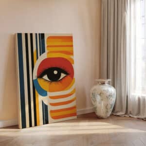 Mid Century Modern Eye Print on Canvas Inspired by Bauhaus Art, Abstract Geometric Art for Retro Wall Decor, Unique Art Gift for Any Occasion - photo #6
