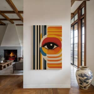 Mid Century Modern Eye Print on Canvas Inspired by Bauhaus Art, Abstract Geometric Art for Retro Wall Decor, Unique Art Gift for Any Occasion - photo #7