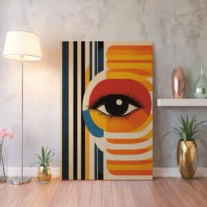 Mid Century Modern Eye Print on Canvas Inspired by Bauhaus Art, Abstract Geometric Art for Retro Wall Decor, Unique Art Gift for Any Occasion - photo #5