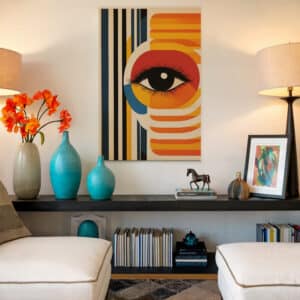 Mid Century Modern Eye Print on Canvas Inspired by Bauhaus Art, Abstract Geometric Art for Retro Wall Decor, Unique Art Gift for Any Occasion - photo #3