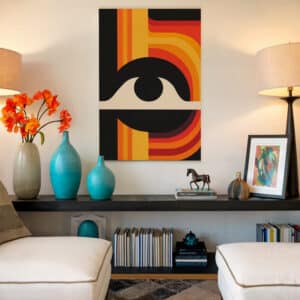 Abstract Eye Bauhaus Style Canvas, Eclectic Geometric Wall Art Ideal for MCM Modern Print Home Decor Accents and Thoughtful Gifts for Art Lovers - photo #2