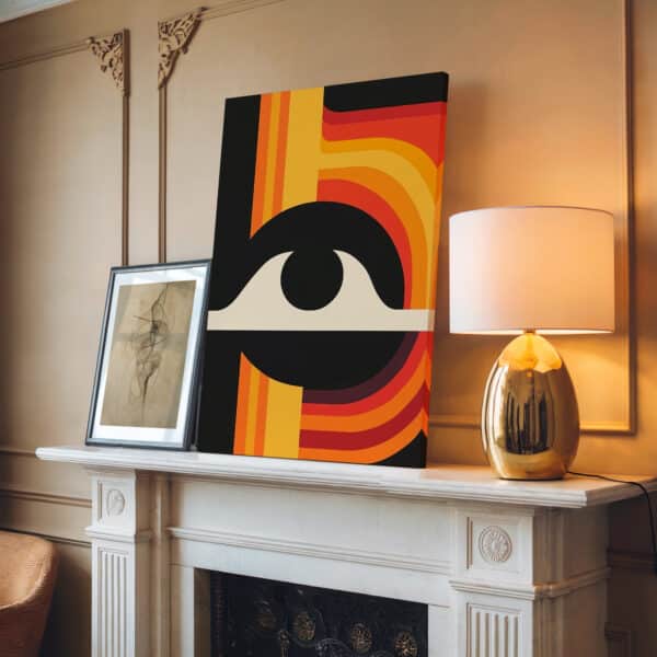 Abstract Eye Bauhaus Style Canvas, Eclectic Geometric Wall Art Ideal for MCM Modern Print Home Decor Accents and Thoughtful Gifts for Art Lovers