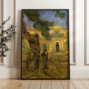 Vincent Van Gogh Pine Trees with Figure in the Garden of Saint-Paul Hospital Wall Art, Framed Large Fine Art Print Ideal for Housewarming Gifts