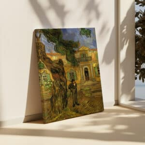Pine Trees with Figure in the Garden of Saint-Paul Hospital by Vincent Van Gogh Artwork, Classic Canvas Fine Art Reproduction for Wall Decor