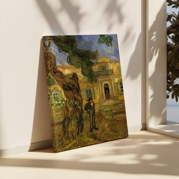 Pine Trees with Figure in the Garden of Saint-Paul Hospital by Vincent Van Gogh Artwork, Classic Canvas Fine Art Reproduction for Wall Decor
