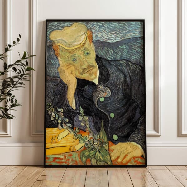 Vincent Van Gogh Portrait of Dr. Gachet Print, Framed Impressionist Wall Art Reproduction for Living Room and Office Décor, Stunning Gift Idea