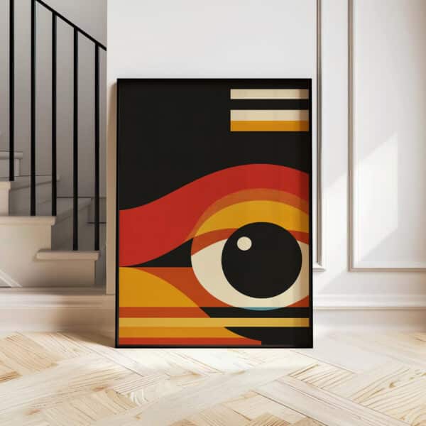 Geometric Watching Eye Bauhaus-Inspired Print Wall Art, MCM Retro Style Artwork for Contemporary Spaces, Perfect Home Decor Gift Idea
