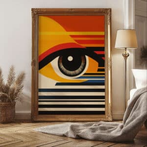 Geometric Watching Eye Bauhaus Style Wall Art, Vibrant MCM Mid-Century Modern Print Artwork for Living Room, Perfect Housewarming Gift - photo #7