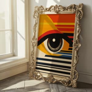Geometric Watching Eye Bauhaus Style Wall Art, Vibrant MCM Mid-Century Modern Print Artwork for Living Room, Perfect Housewarming Gift - photo #6