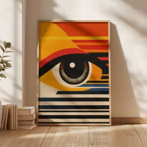 Geometric Watching Eye Bauhaus Style Wall Art, Vibrant MCM Mid-Century Modern Print Artwork for Living Room, Perfect Housewarming Gift - photo #15