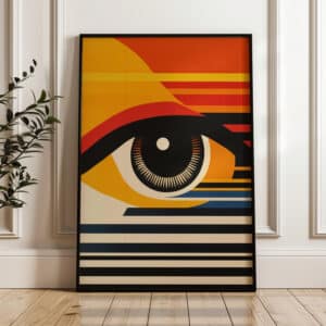 Geometric Watching Eye Bauhaus Style Wall Art, Vibrant MCM Mid-Century Modern Print Artwork for Living Room, Perfect Housewarming Gift - photo #3