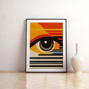 Geometric Watching Eye Bauhaus Style Wall Art, Vibrant MCM Mid-Century Modern Print Artwork for Living Room, Perfect Housewarming Gift - photo #8