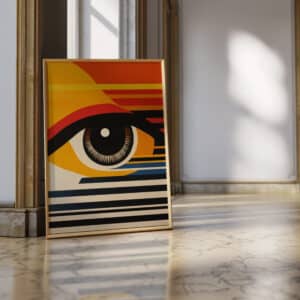 Geometric Watching Eye Bauhaus Style Wall Art, Vibrant MCM Mid-Century Modern Print Artwork for Living Room, Perfect Housewarming Gift - photo #10
