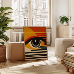Geometric Watching Eye Bauhaus Style Wall Art, Vibrant MCM Mid-Century Modern Print Artwork for Living Room, Perfect Housewarming Gift - photo #9