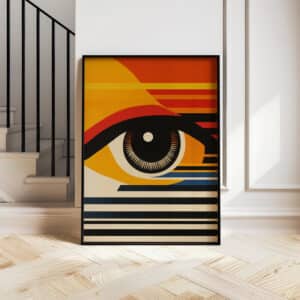 Geometric Watching Eye Bauhaus Style Wall Art, Vibrant MCM Mid-Century Modern Print Artwork for Living Room, Perfect Housewarming Gift - photo #13