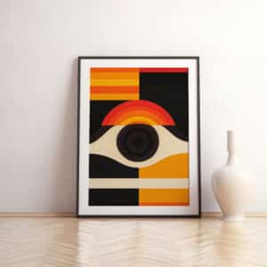 Bold Abstract Watching Eye Artwork, Modern Geometric Bauhaus Design Print for Contemporary Wall Home Decor, Perfect MCM Gift for Art Lovers