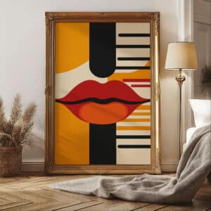 MCM Bold Red Lips Wall Art, Eye-Catching Minimalistic & Mid Century Modern Art Print for Retro Decor, Perfect Gift for Home or Gallery Display - photo #2