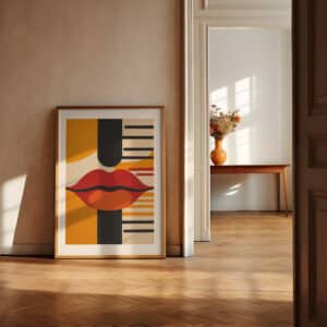MCM Bold Red Lips Wall Art, Eye-Catching Minimalistic & Mid Century Modern Art Print for Retro Decor, Perfect Gift for Home or Gallery Display - photo #11